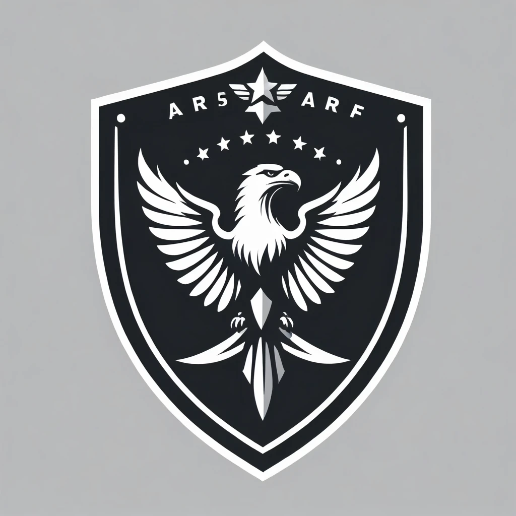 vector logo, guard shield, airborne, <lora:Logo_of_Special_Forces:1>, monochrome