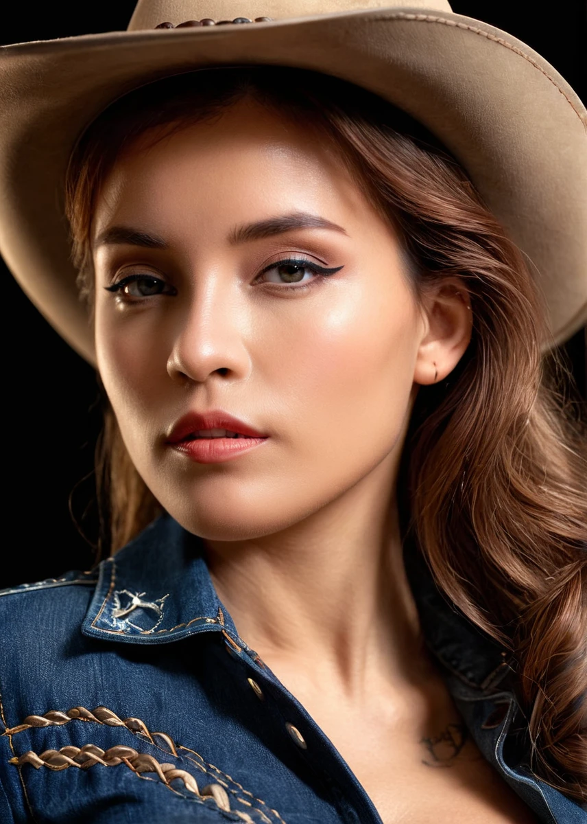 A captivating masterpiece of an woman, (((cowboy shot))), glamour, dramatic, studio lighting, looking at viewer, background blurred, 8k, <lora:MS_Oopeve_V1_SDXL:0.8>