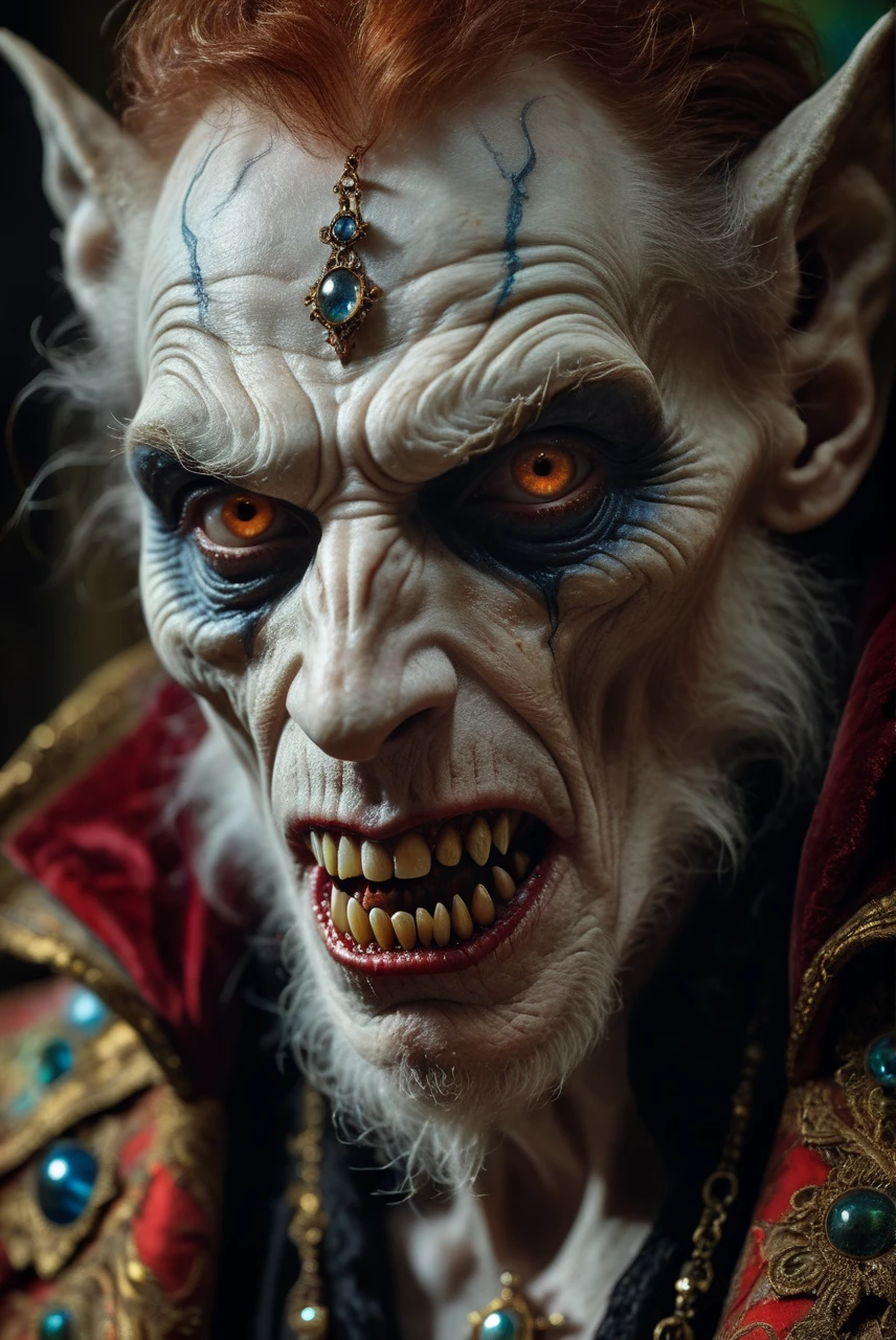 Documentary RAW Photography,Creepy porcelain vampire/werewolf that possesses it gothic, horror sinister,intricate, depth of field, art by Josephine Wall Donato Giancola Tomasz Alen Kopera Peter Mohrbacher Ralph Steadman, (sharpness in detail:1.1), masterpiece, 35mm photograph, (iconic photograph:1.4), (visual storytelling:1.2), film grain, award winning photography,vibrant use of light and shadow, high quality textures of materials, volumetric textures  perfect composition, dynamic play of light, rich colors, epic shot, perfectly quality, natural textures,high detail, photoshadow, (natural colors, correct white balance, color correction, dehaze),(intricate detailed), 8k