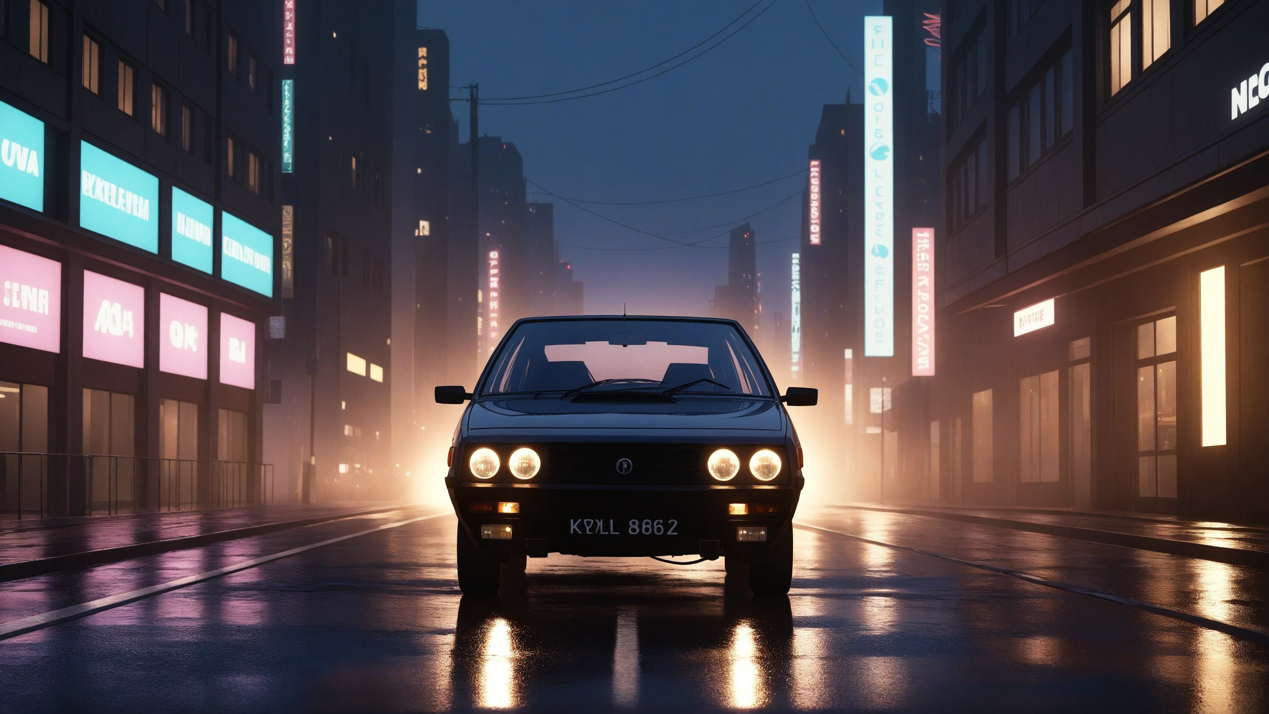 professional 3d model cinematic film still breathtaking anime artwork 80s polish hatchback car, driving at night in a city covered with cyberpunk neon lights, wet road, dynamic epic movieshoot <lora:add-detail-xl:1>  <lora:80s polish hatchback car:1> . anime style, key visual, vibrant, studio anime, highly detailed . award-winning, professional, highly detailed . shallow depth of field, vignette, highly detailed, high budget Hollywood movie, bokeh, cinemascope, moody, epic, gorgeous, film grain, grainy . octane render, highly detailed, volumetric, dramatic lighting