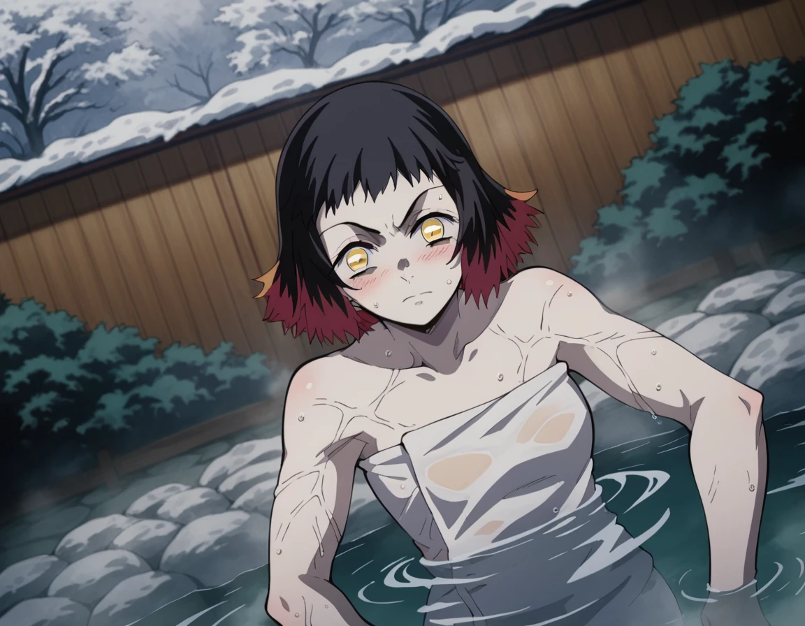 score_9, score_8_above, score_7_above, fountain_cheered up,
susamaru, susamaru, short hair, black fur, yellow eyes, Red hair, multicoloRed hair, two tone hair,
jewelry, standing, crossed legs, completely naked body, medium breasts, discounted tits, nipples, vagina, pose sexy, hands behind head indoors, dojo, They are over, seductive look, flirty smile ahegao, tongue out, Alone, looking at the viewer
