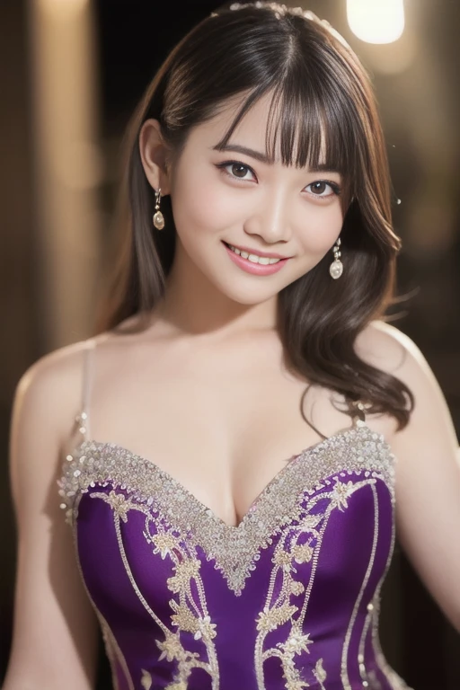 1girl,(RAW photo, best quality), (realistic, photo-realistic:1.4), masterpiece, an extremely delicate and beautiful, extremely detailed, 2k wallpaper, Amazing, finely detail, extremely detailed CG unity 8k wallpaper, ultra-detailed, highres, soft light, beautiful detailed girl, extremely detailed eyes and face, beautiful detailed nose, beautiful detailed eyes,cinematic lighting,perfect anatomy,
(cabaret dress:1.3), bokeh, close up,
(at a night downtown:1.3),looking at viewer, young japanaese idol,(hands behind back:1.2),
(smile:1.4), <lora:hinatamoka_lora-v2_01:0.9>