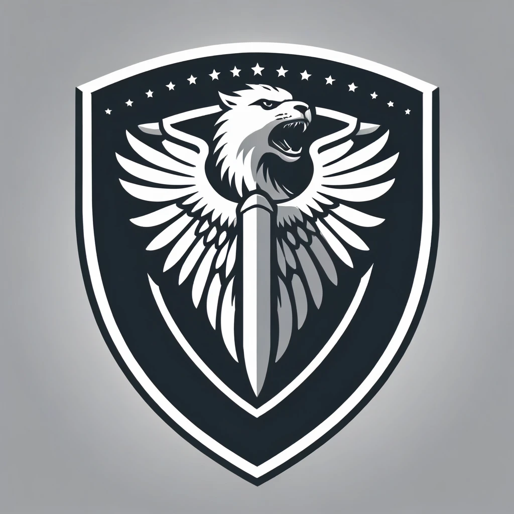 vector logo, guard shield, airborne, <lora:Logo_of_Special_Forces:1>, monochrome