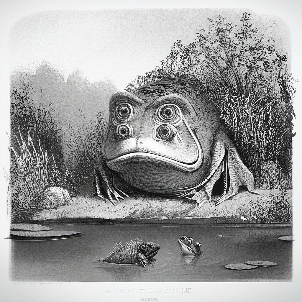 score_9, score_8_up, score_7_up, score_6_up, score_5_up, score_4_up, rating_safe,art by llbreton,monochrome,greyscale, 1creature,monster focus,no humans,fish,frog,spines,outdoors,pond,<lora:LLBretonPony:1>