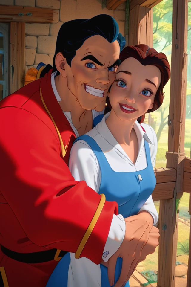 score_9, score_8_up, score_7_up, score_8, volumetric lighting,
belle, 1girl,looking at viewer,
gaston, smile, blue eyes, shirt, black hair, long sleeves, 1boy, red jacket,
dutch angle, grabbing, grabbing from behind
<lora:beautyb_pony_v1:1.0>
