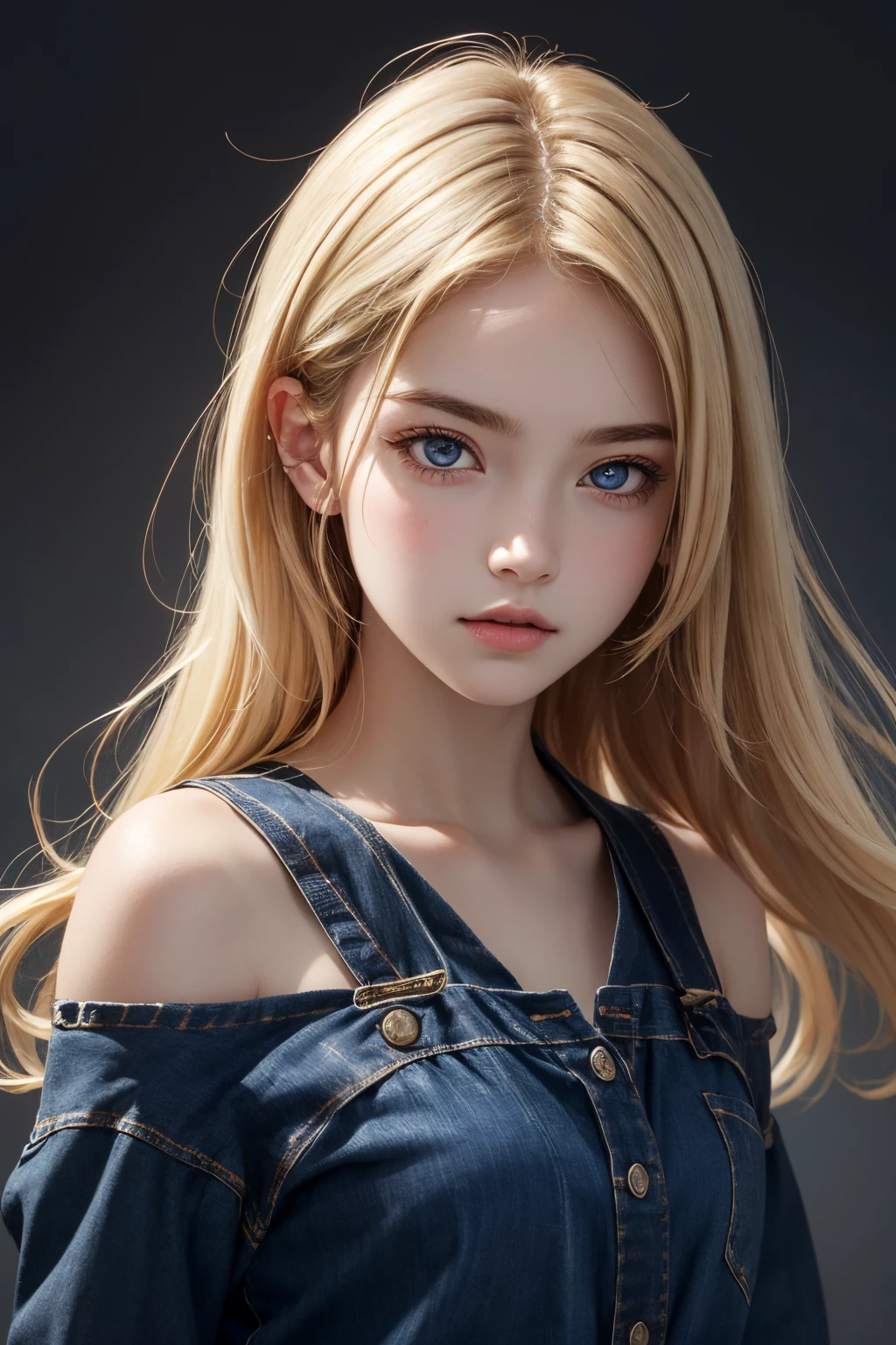 1 girl, blonde hair, pointed ears, blue eyes, Rotten clothes, alone, hair accessories, hairpin, long hair, looking at the audience, lips, Upper body,Show your shoulders,