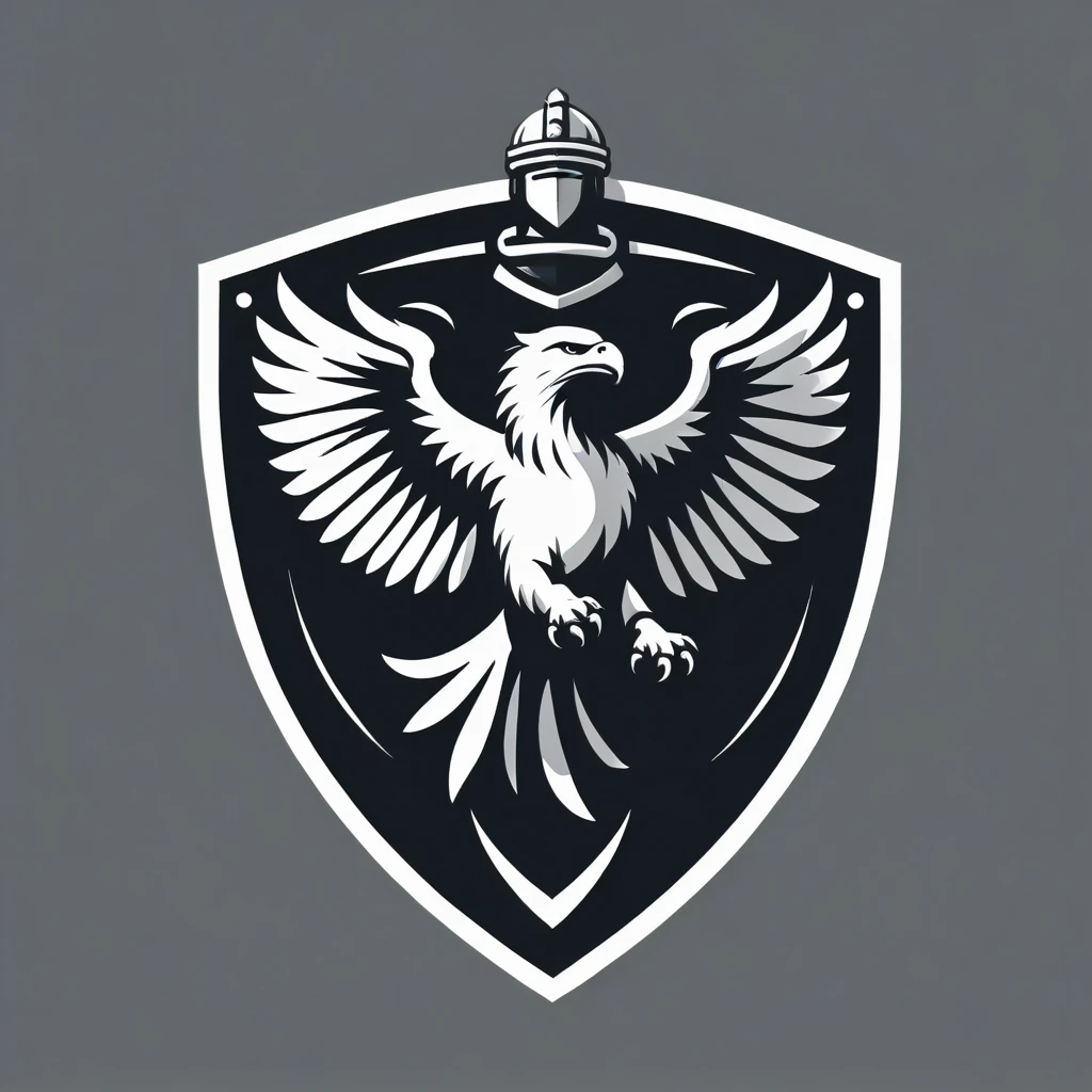 vector logo, guard shield, airborne, <lora:Logo_of_Special_Forces:1>, monochrome