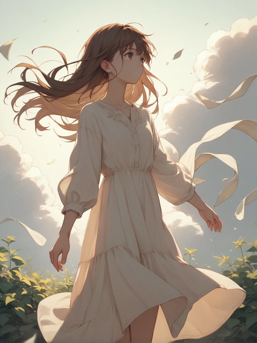 score_9, score_8_up, score_7_up, score_6_up, source_anime, <lora:linen_dress_v0.1-pony:1> 
1girl, long hair, brown hair,  linen dress, 
wind, backlighting,