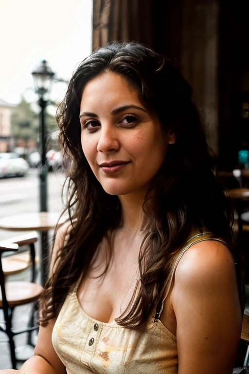 <lora:GabriellaHall:0.8>, full color portrait of a young woman, having coffee at a vintage cafe, natural light, RAW photo, subject, 8k uhd, dslr, soft lighting, high quality, film grain, Nikon D850