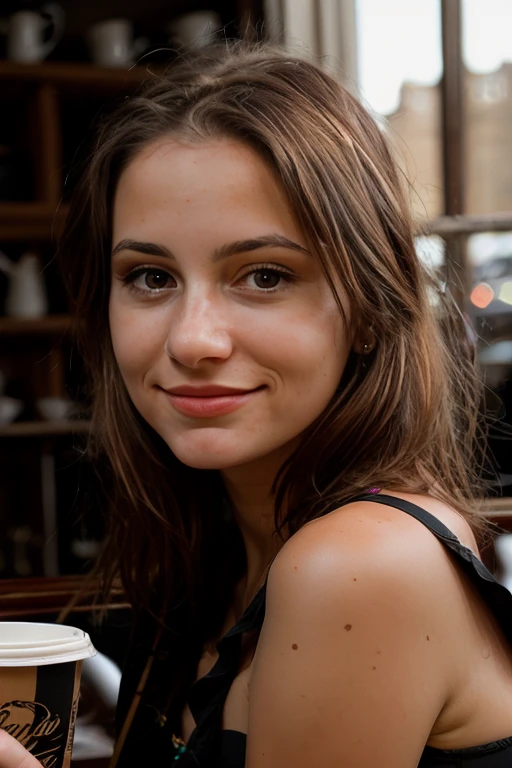 <lora:AnyaPhiby:0.8>, full color portrait of a young woman, having coffee at a vintage cafe, natural light, RAW photo, subject, 8k uhd, dslr, soft lighting, high quality, film grain, Nikon D850
