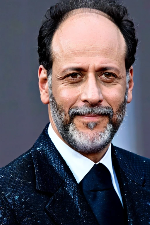 <lora:Luca_Guadagnino_Lora-10:0.9>, luca guadagnino, tuxedo, portrait, plain background