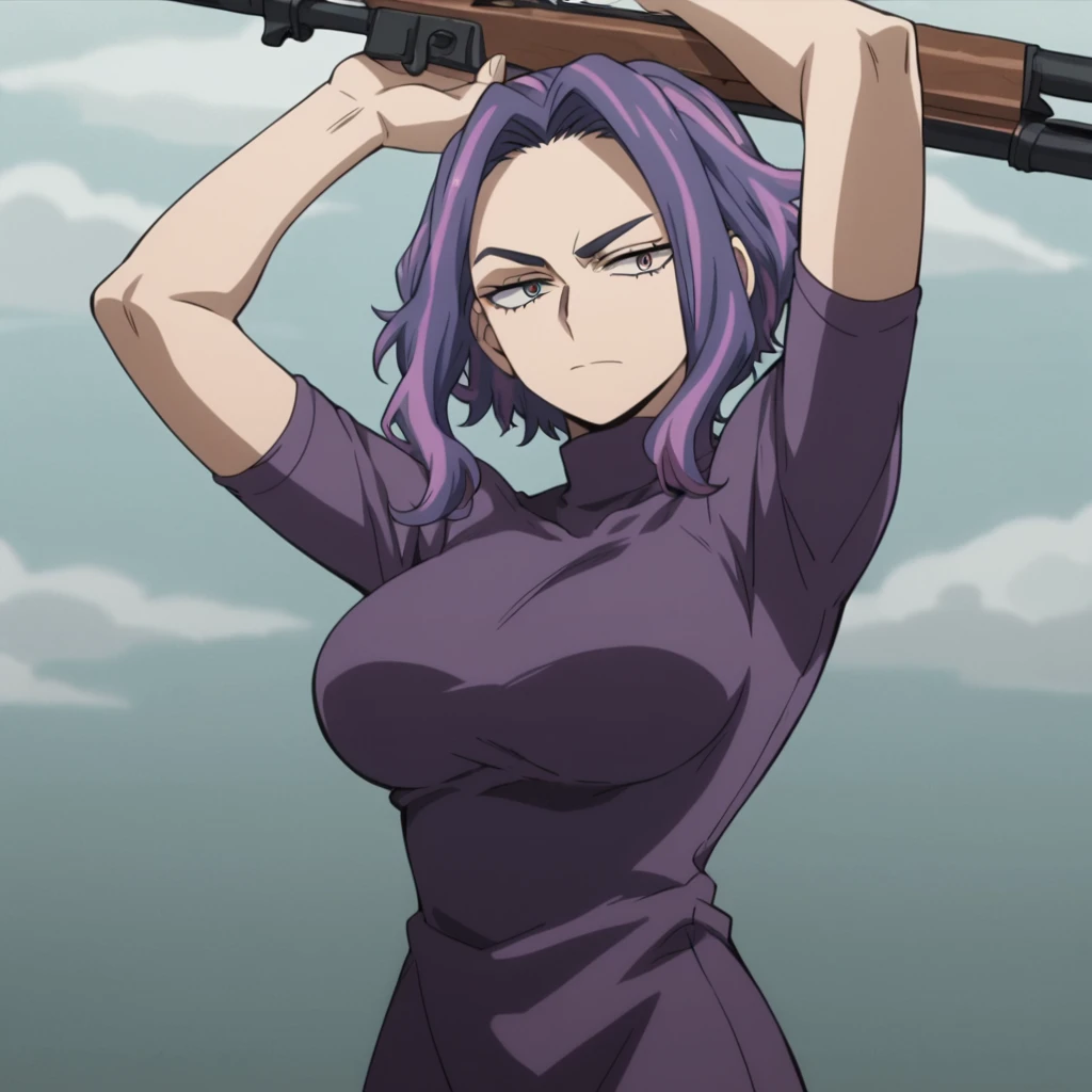 score_9, score_8_up, score_7_up, source_anime,anime screencap,anime coloring,anime,animated, uncensored,
1girl, solo, <lora:lady_nagantV02:0.8>, lady nagant,
big breasts, purple dress, turtleneck, folded arms, holding, rifle, arms up