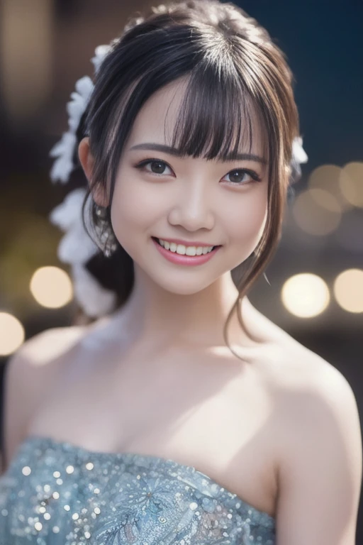 1girl,(RAW photo, best quality), (realistic, photo-realistic:1.4), masterpiece, an extremely delicate and beautiful, extremely detailed, 2k wallpaper, Amazing, finely detail, extremely detailed CG unity 8k wallpaper, ultra-detailed, highres, soft light, beautiful detailed girl, extremely detailed eyes and face, beautiful detailed nose, beautiful detailed eyes,cinematic lighting,perfect anatomy,
(cabaret dress:1.3), bokeh, close up,
(at a night downtown:1.3),looking at viewer, young japanaese idol,(hands behind back:1.2),
(smile:1.4), <lora:hinatamoka_lora-v2_01:0.9>
