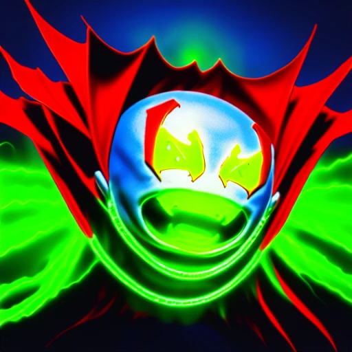 muney23, spawn ghost, boo ghost, boo ghost dressed as spawn, red cape, glowing green eyes