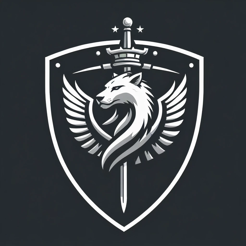 vector logo, guard shield, airborne, <lora:Logo_of_Special_Forces:1>, monochrome