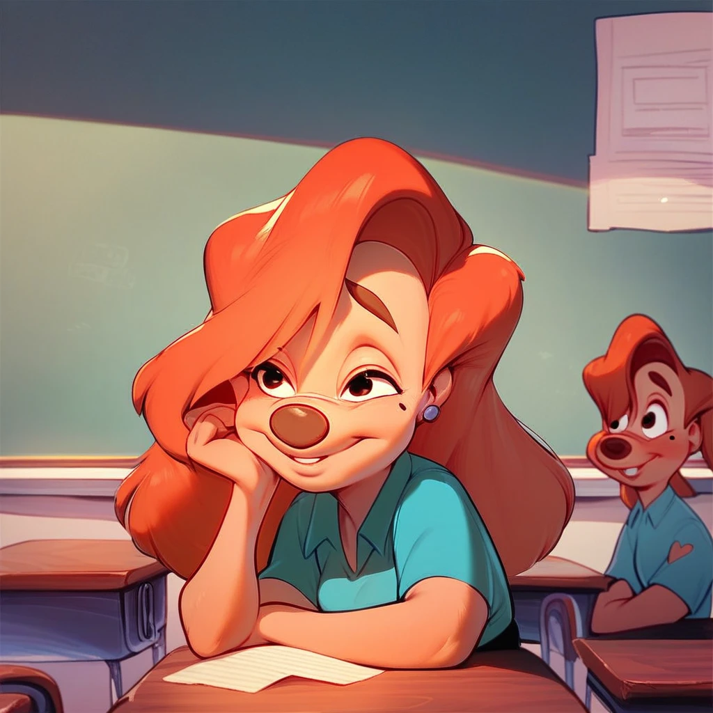 score_9, score_8_up, score_7_up, score_6_up, score_5_up, score_4_up, rating_questionable, 1girl, Rox, mole, furry, in a classroom, small smile, shy