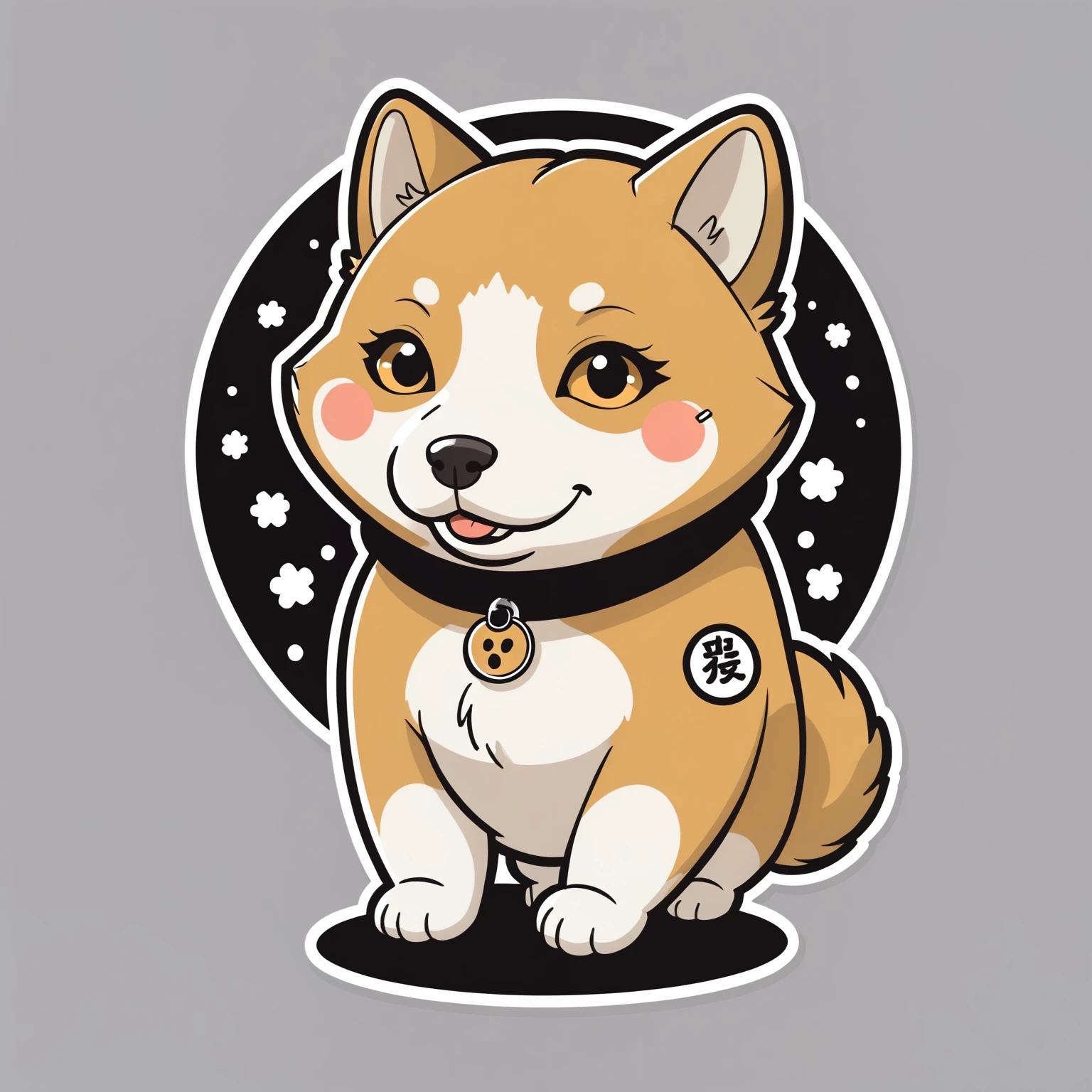 illustration,line art, concept art, sticker of an shiba inu