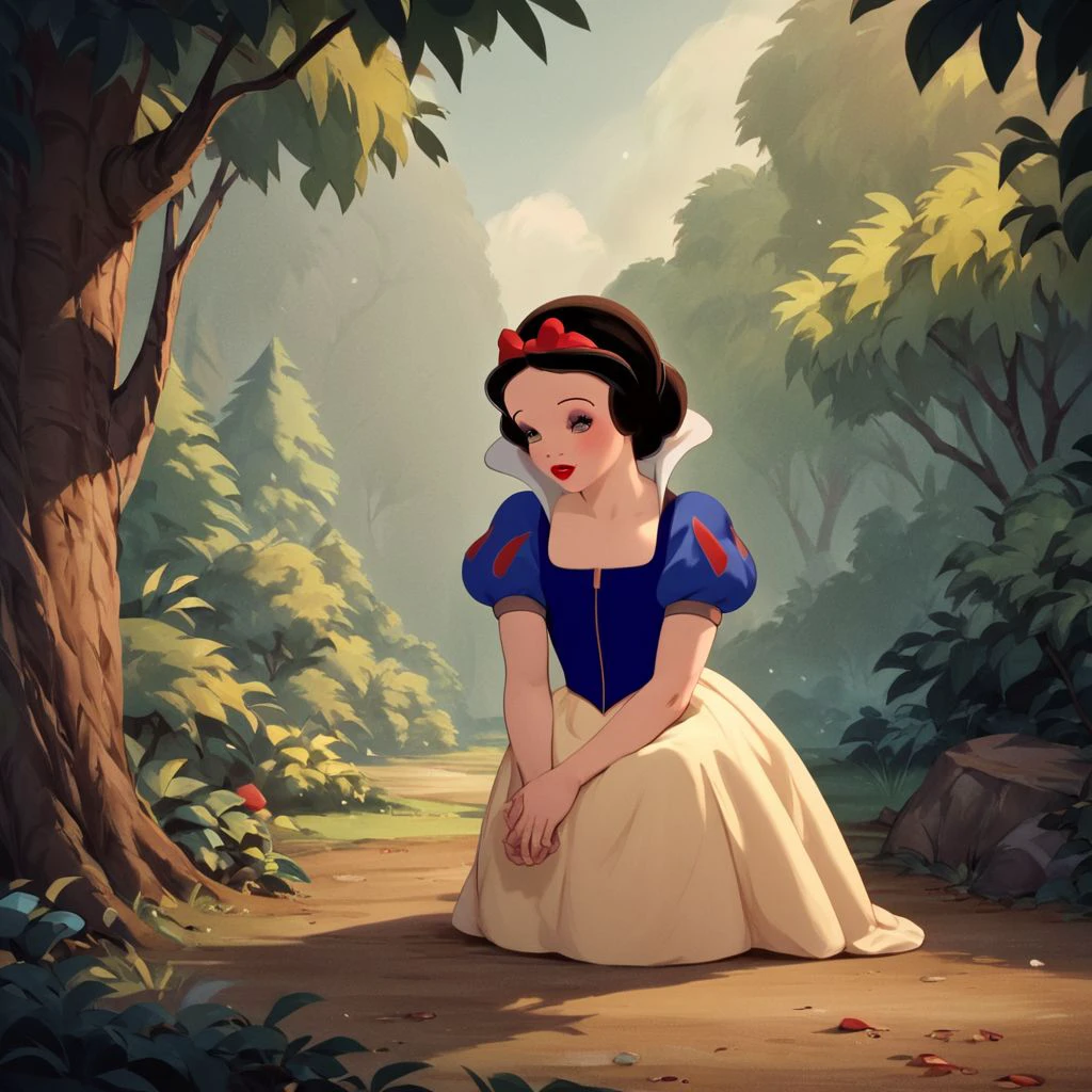 score_9, score_8_up, score_7_up, score_6_up, score_5_up, score_4_up, rating_safe, 1girl, snow white, in a forest,