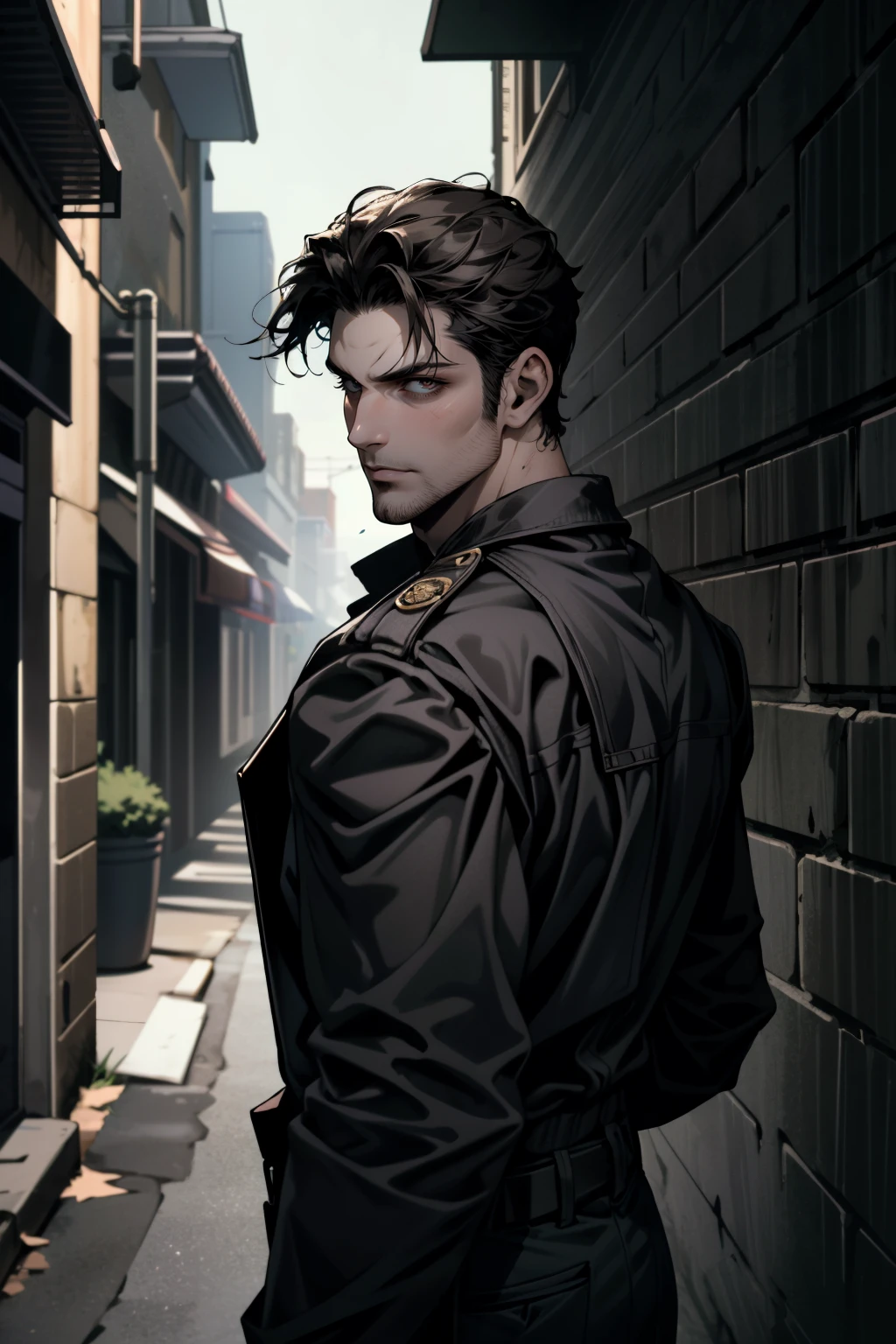 ((ultra detailed, masterpiece, absurdres))
<lora:DBHGavin:0.8>
DBHGavin, 1boy, brown hair, facial hair, Gritty urban shoot in a back alley, model surrounded by urban decay