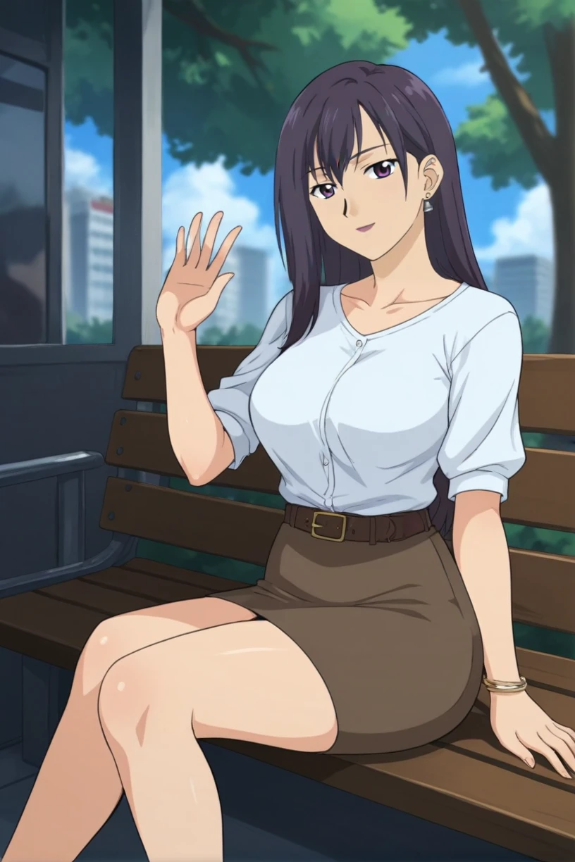 a woman in tokyo in casual clothes, smiling
