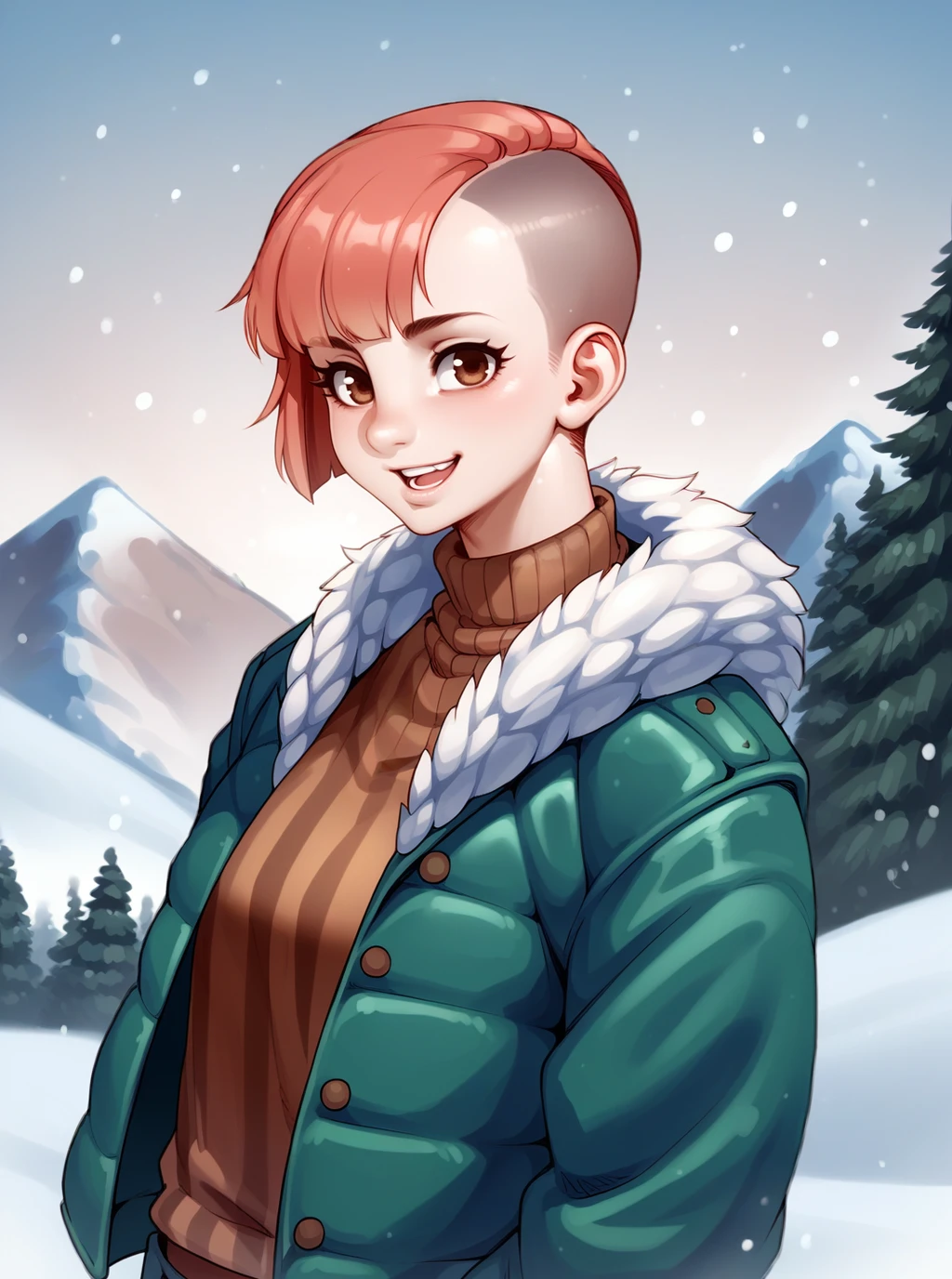 score_9, score_8_up, score_7_up, source_anime, solo, 1girl, , , sidecut, , snowy mountain, , polka dot, , kairunoburogu, <lora:kairunoborugu_PDXL-000001:1>