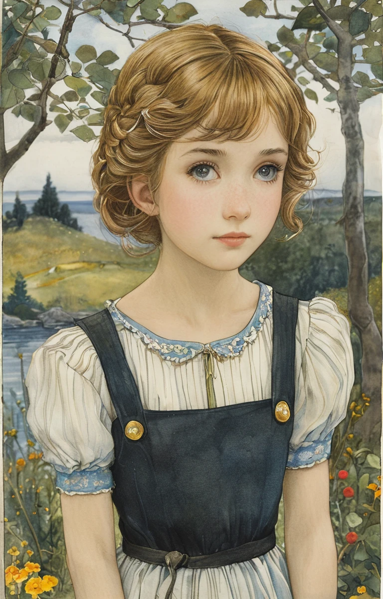 masterpiece,best quality,<lora:tbh142-sdxl:0.8>,portrait of idolmaster cinderella girls,illustration,style of Elsa Beskow,