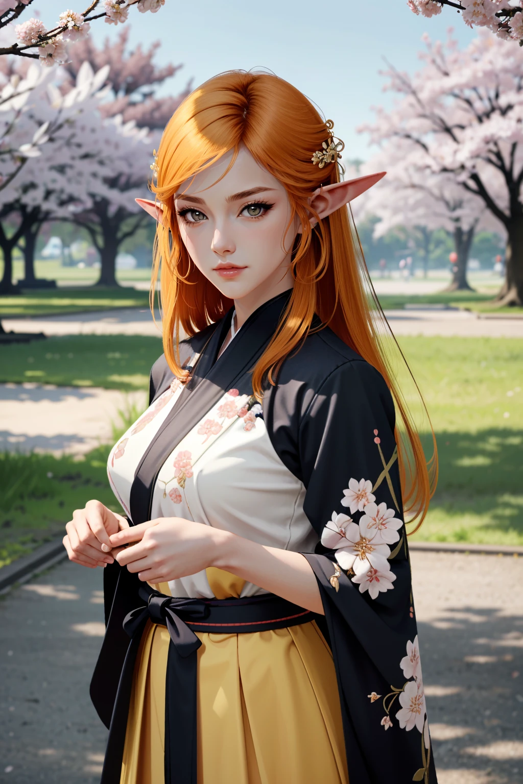 ((ultra detailed, masterpiece, absurdres))
 <lora:LAMC:0.8>
LAMC, 1girl, long hair, orange hair, pointy ears, in a traditional kimono, surrounded by cherry blossoms