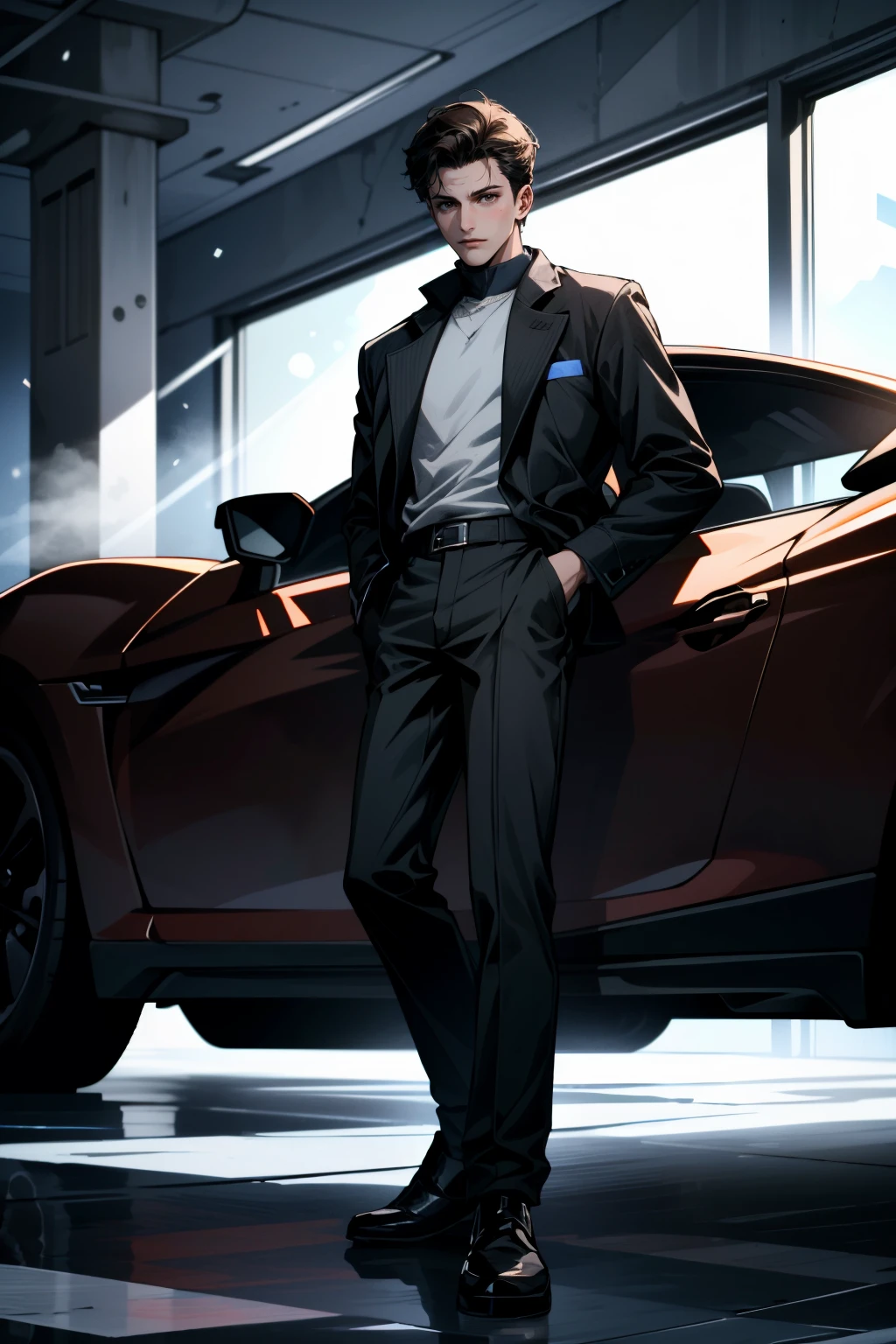 ((ultra detailed, masterpiece, absurdres))
<lora:DBHConnor:0.8>
DBHConnor, 1boy, short hair, brown hair, posing in front of a sleek sports car, with the engine revving and exhaust billowing