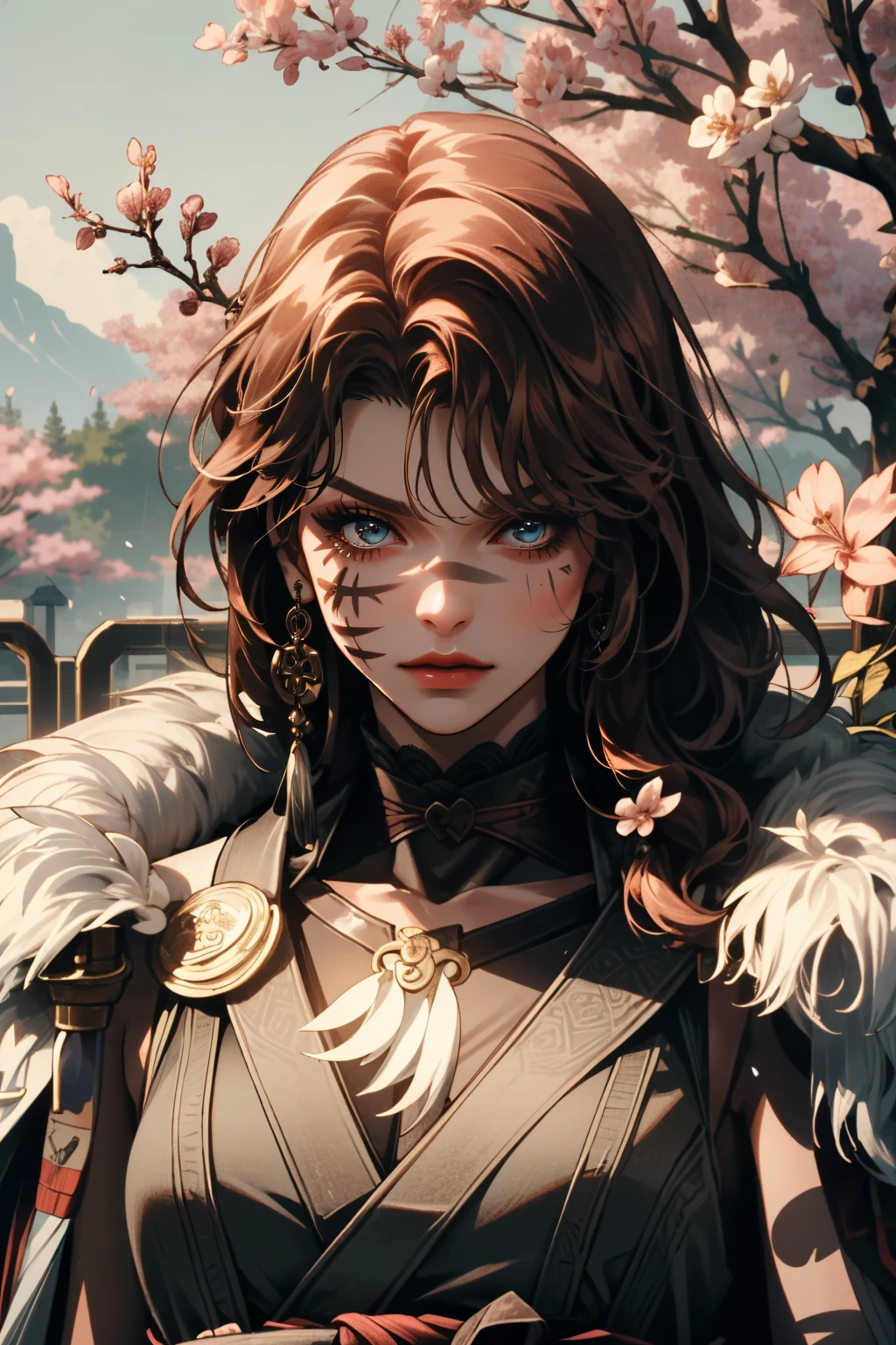 ((ultra detailed, masterpiece, absurdres))
<lora:LADanika:0.8>
LADanika, 1girl, long hair, brown hair, face paint, in a traditional kimono, surrounded by cherry blossoms
