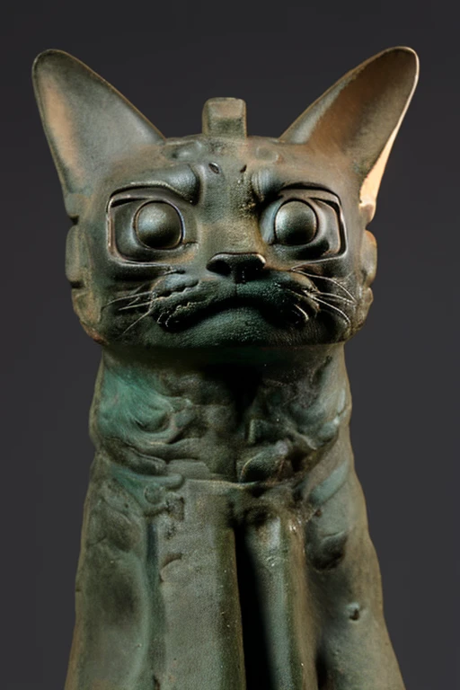 <lora:é²å䏿´¾@ä¸å½ééå¨_Chinese bronzes:1>,cat,bronze,feastful,
