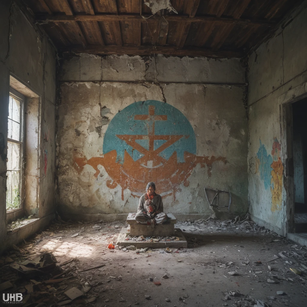 cult ritual caught in abandoned building,

, best quality, UHD raw photography, extremely smooth, harmonious color scheme, 32k, HQ, 4K