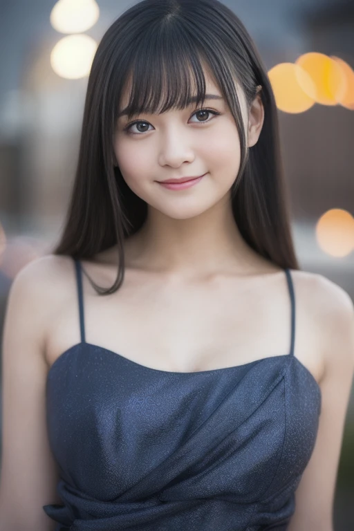 1girl,(RAW photo, best quality), (realistic, photo-realistic:1.4), masterpiece, an extremely delicate and beautiful, extremely detailed, 2k wallpaper, Amazing, finely detail, extremely detailed CG unity 8k wallpaper, ultra-detailed, highres, soft light, beautiful detailed girl, extremely detailed eyes and face, beautiful detailed nose, beautiful detailed eyes,cinematic lighting,perfect anatomy,
(mini dress:1.2), bokeh, (close up:1.0),
(at a night downtown:1.3),looking at viewer, young japanaese idol,(hands behind back:1.2),
(smile:1.4), <lora:tachibanamirai_lora-v2_01:0.9>