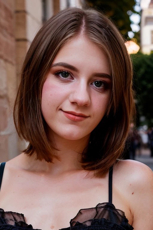 <lora:DakotaBurns:0.8>, full color portrait of a young woman, wearing a flower dress, in a crowded street, natural light, RAW photo, subject, 8k uhd, dslr, soft lighting, high quality, film grain, Nikon D850