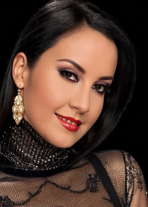 glamorous photo of a captivating masterpiece of an woman, (((dressed in a turtleneck dress))), half body, The intricate lace and gold details exude a very rebellious aura. ((The use of high-shine gloss adds a touch of glamour to the look)), ((while the deep red and black hues give it a dramatic vibe)), blurred background, studio ligthing, facing camera, shallow depth of field, <lora:MS_RoxanneDiamond_V1_32:0.8>, high fashion, luxurious, extravagant, stylish, sensual, opulent, elegance, stunning beauty, professional, high contrast, detailed