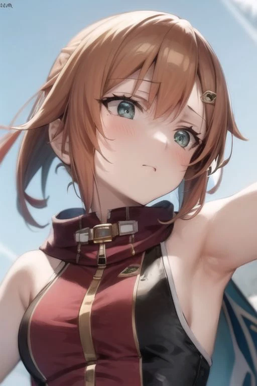 <lora:ver-loha:0.6> ver\(aethergazer\) ,masterpiece, best quality,incredibly absurdres,portrait,(high contrast:1.1),perfect perspective,perfect shadow,from above,ai is sb,(upper body:1.1),medium breast,smile,ai is sb,backlighting,outdoors, cabin, trees,blue sky