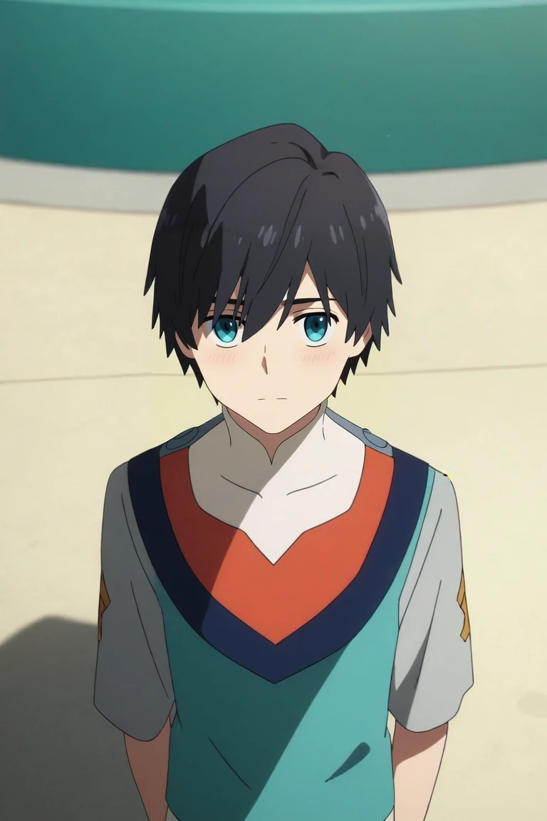 score_9, score_8_up, score_7_up, source_anime, rating_safe, intricate details, anime screencap, , official style, looking at viewer, depth of field, 1boy, solo, male focus, <lora:hiro_franxx_pony:0.8>, hiro_franxx, black hair, blue eyes, bangs, , from above, disneyland, noon, holding object, shy, blush, greek costume, <lora:sdxl_lightning_8step_lora:1>