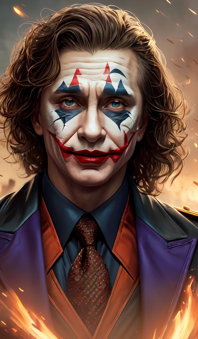 vladimir putin as a joker, realistic, high definition, 4 k, shimmering color, hyper detailed, art of greg rutkowski and magali villeneuve and artgerm