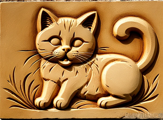 Bas-relief of a cute cat<lora:Bas-relief-000004:1>