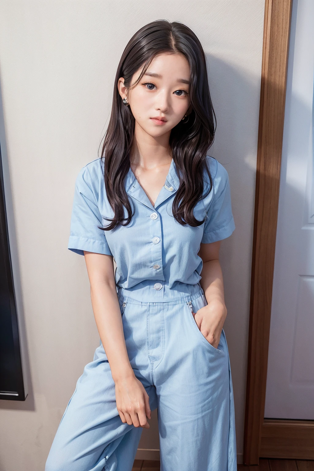 SeoYeji <lora:SeoYeji:1>, ,a woman wearing Casual jumpsuit, basement, (natural lighting:0.5)