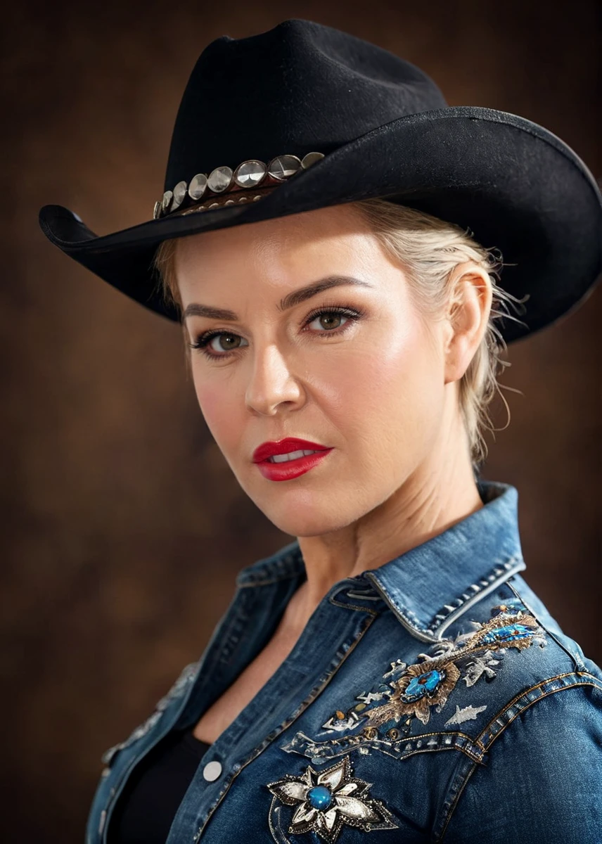 A captivating masterpiece of an woman, (((cowboy shot))), glamour, dramatic, studio lighting, looking at viewer, background blurred, 8k, <lora:MS_Bobbi_Shay_V1_SDXL:0.8>
