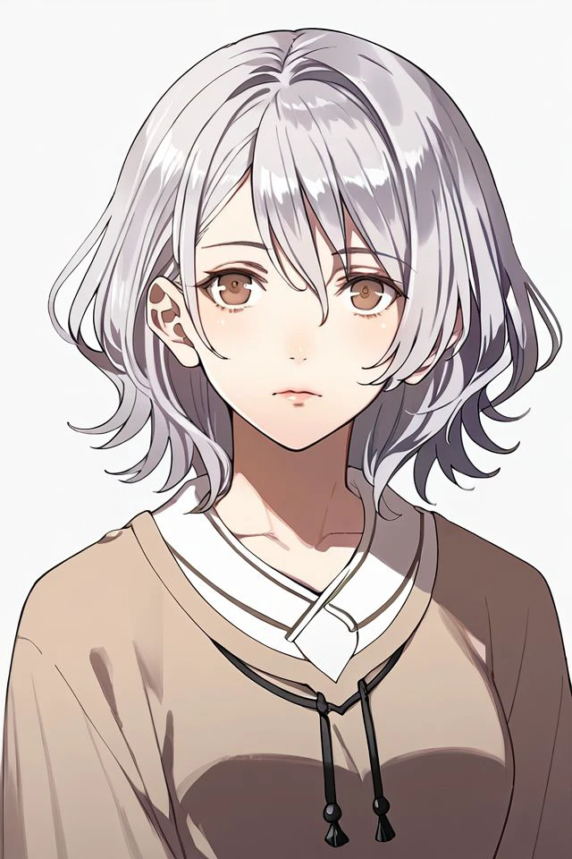 score_7_up, 1girl, :D, silver hair, hair_over_eyes, straight_hair, light_brown eyes , <lora:Kurahana_Chinatsu_PonyXL_style_v01:1>
