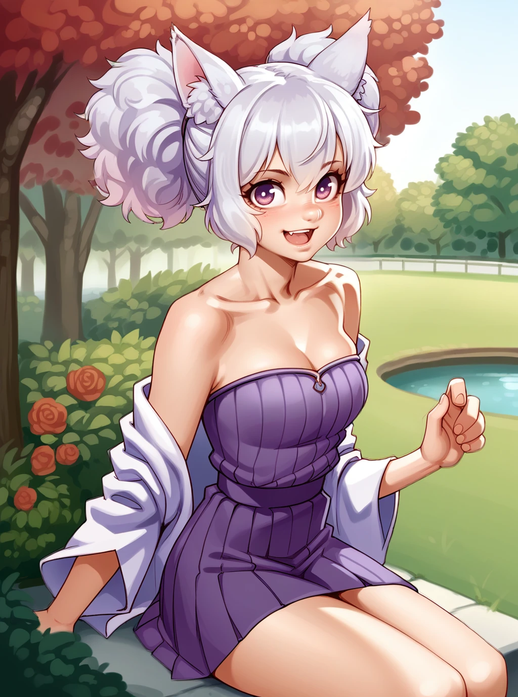 score_9, score_8_up, score_7_up, source_anime, solo, 1girl, strapless bottom, animal girl, , lone nape hair, , park, fashionable, , , kairunoburogu, <lora:kairunoborugu_PDXL-000001:1>