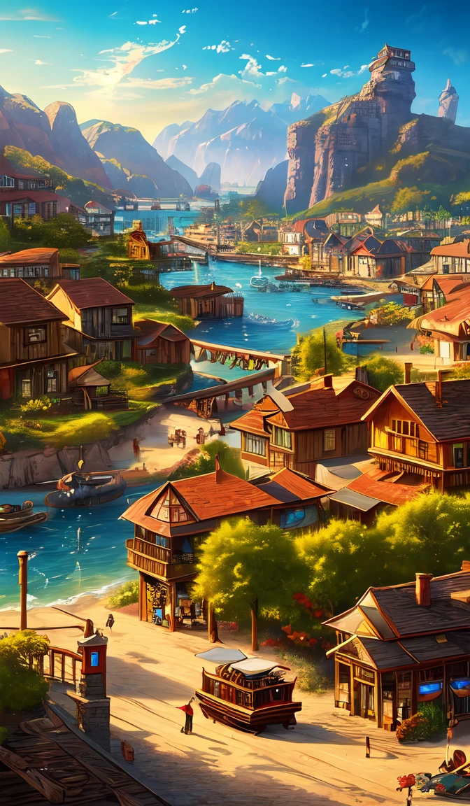 Steampunk City places i wish were real pirate fashion nekclace clothing gothic fantasy artwork concept art landscape pretty plac village. Extremely Detailed.