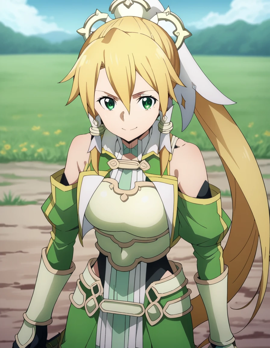 score_9, score_8_up, score_7_up, source_anime,
suguhakirigaya, <lora:suguha-kirigaya-s3-ponyxl-lora-nochekaiser:1>,
suguha kirigaya, long hair, blonde hair, hair ornament, green eyes, ponytail, hair tubes,
bare shoulders, armor, breastplate, detached sleeves, gloves, white gloves, dress, green dress,
outdoors, wasteland, smile,
solo, looking at viewer, cowboy shot, dutch angle,