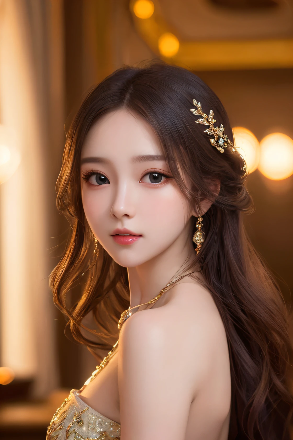 High-quality work,Realistic works,Super premium graphics,8K HD CG works,high quality graphics,High-definition and exquisite CG works,10x pixels,Ultra-fine details:1.1,Advanced technical details:1.1Realistic photo effects,Interior lighting effects:1.5,natural soft light:1.5. Light effect(Virtual light effects:1.8),ultra high resolution,shining dress,sliver long hair,silber hair,transparenthair,high detailed hair(Quality hair details:1.1)Clear eyes,Double eyelids look good,Sharp eye makeup, Create exquisite eyelash makeup, tthin eyebrows, Ultra-detailed eyes,a tall nose, lovely red lips, rosey cheeks, With delicate makeup on her face , pretty face, The face shape is perfectly proportioned,(Advanced facial details:1.1)Official art、Beautifully Aesthetic:1.2)、(1girl in)、ighly detailed、(Fractal Art:1.3)、colourfull、highestdetailed,(Poses in motion:1.4)、Detail Beautiful delicate face、Detail Beautiful delicate eyes、Very fine eye definition, (Symmetrical eyes:1.3),((Natural smile)),florals,pluma、image of goddess,Women's artwork,Dress full body video,Realism,Amazing Cleavage,My eyes are very bright today