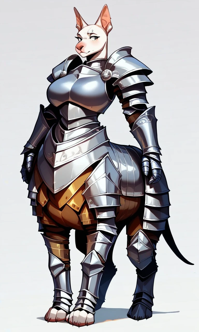 score_9, score_8_up, score_7_up, score_6_up, source_anime rating_safe
2d, solo, 1girl, armored female bull terrier taur with big perky breasts thick thighs and wide hips, furry, taur, quadruped, paws, digitigrade, simple background,
heavily armored, Female_knight, knight, knight_armor, armor, black_armor, dark_armor, heavy_armor, shoulder armor, arm armor, leg armor, armored dress, armored boots,
<lora:ArmoredFur - Taur v1_epoch_10:0.8>
