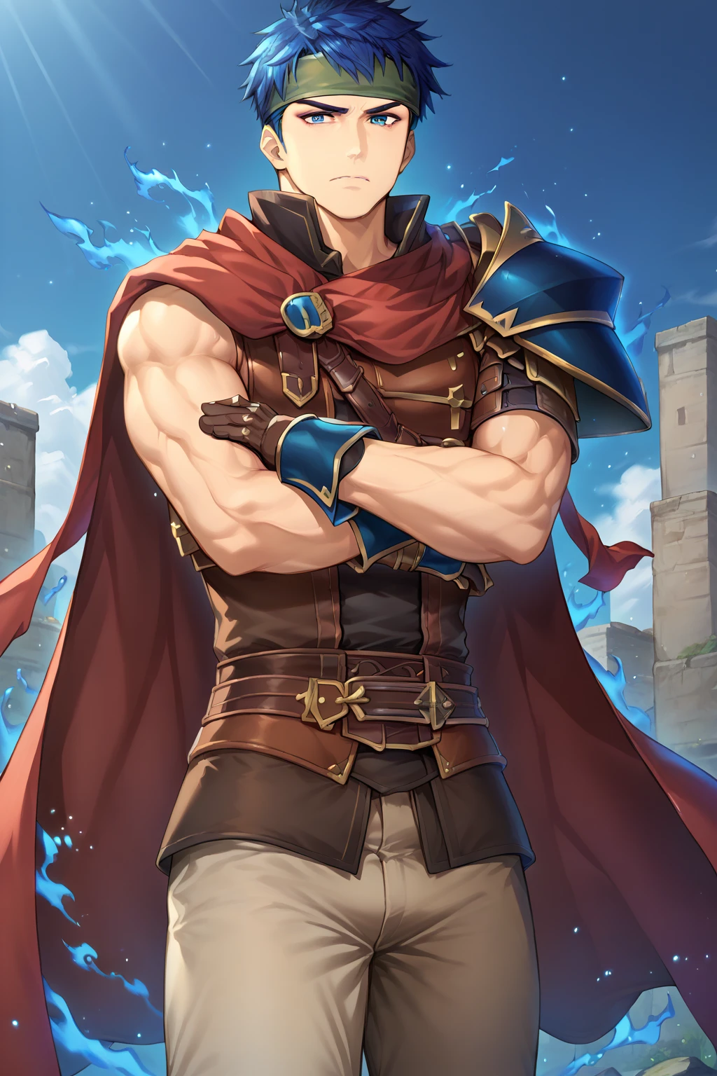 Hector Fey(adult man), 独奏, looking at viewert,Tied by tentacles(Mucus-secreting tentacles) ,with her mouth open,drools,perspire,Tight combat uniform,Armour,Armour,Get wet, mitts, 1 man,weeping,Be red in the face, Male focus,Tentacles wrapped around thighs(Octopus tentacles wrap around thighs), cloaks, Armour, Shoulder armor, Soaked leggings,Wrists bound by tentacles,Waist wrapped around tentacles