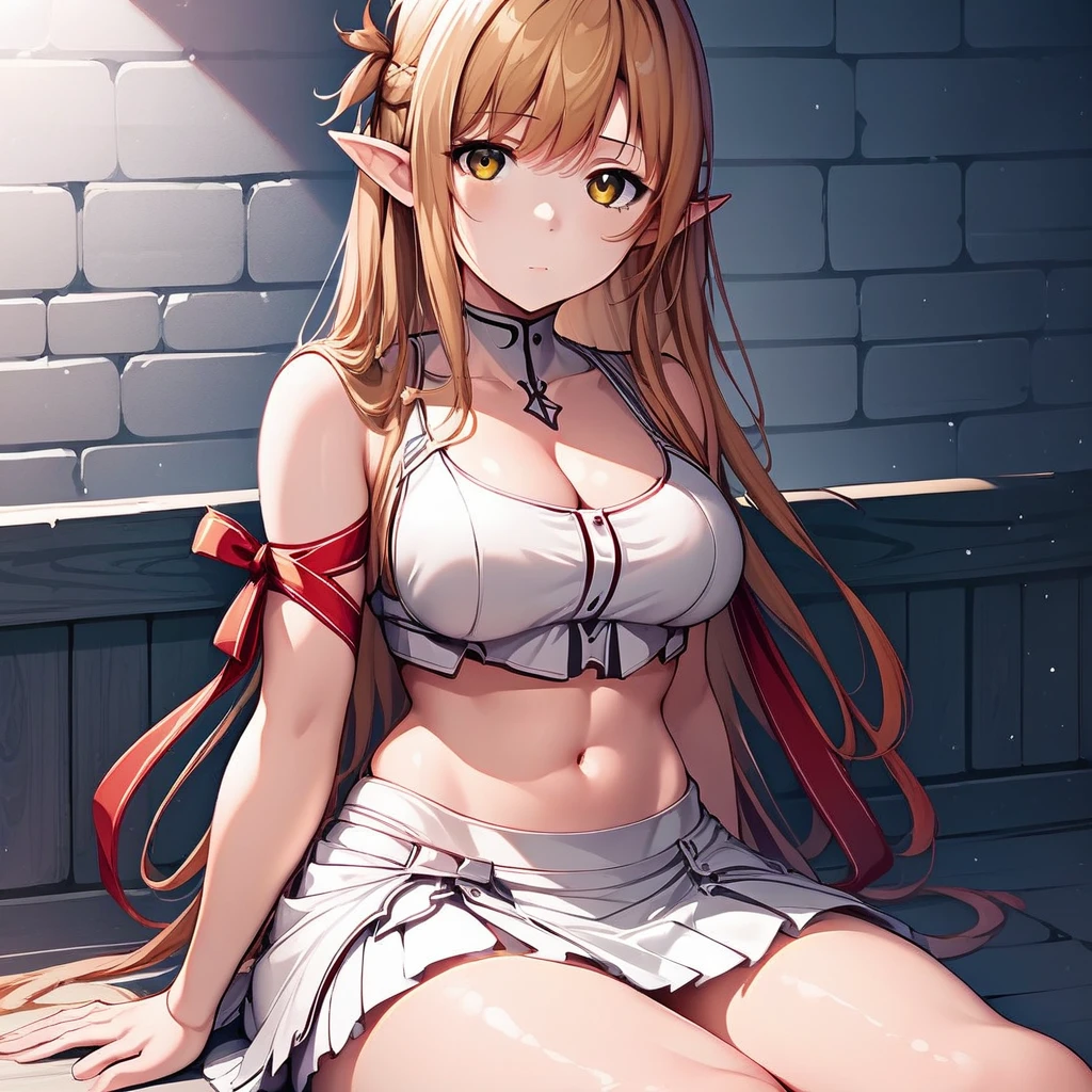 Very big 、(((naked)))(((Intense sex)))、smile,Mischievous face,red面,Spread your legs, From below, 
One girl,Blonde,Very long hair,Pointed Ears,Twin Drill,red eyes,alone,Ahoge,Fairy,Drill Hair,Hair between the eyes,bangs,Hair Intake,Hair behind the ear,
necklace,White Skirt,brown_belt,red_Legwear,Removable sleeves,belly button,abdomen,nakedの肩,White fingerless gloves,red collar,Jacket,Black hot pants,brown thigh boots,Knee socks,, Amazing visuals, High resolution,masterpiece,Highest quality,, Amazing visuals,High resolution,masterpiece,Highest quality,18-year-old,young woman,Beautiful fingers,Beautiful long legs,Beautiful body,Beautiful character design,White panties,