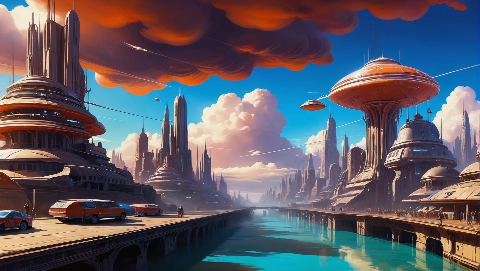 digital painting, scifi city, whimsical scifi cloud city at the beginning of reality<lora:EnvyStarlightScifiAesthetic12:1>