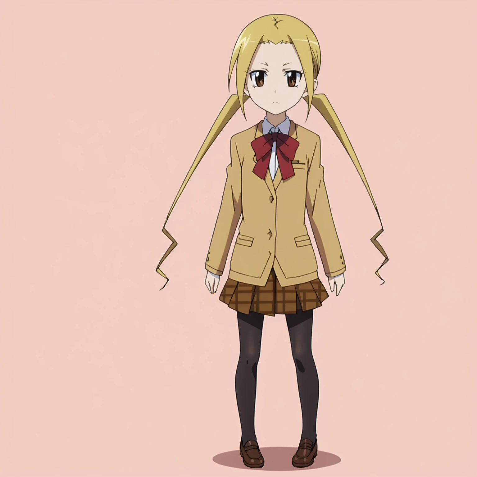 <lora:SuzuHagimuraXLpony001>,
solo,
SuzuHagimura,1girl,blonde hair,twintails,brown eyes,
school_uniform,
plaid skirt,
pantyhose,
full body,standing,